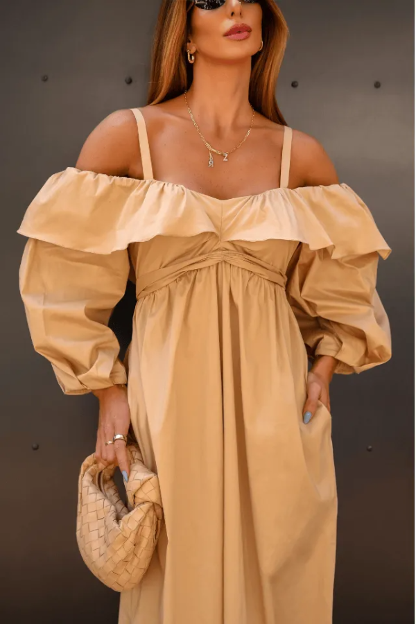 Vestido Longo Babado Manga-Imagem 10