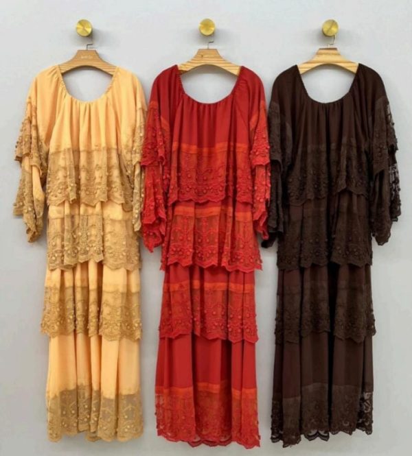 Vestido Longo Camadas Em Renda-Imagem 5
