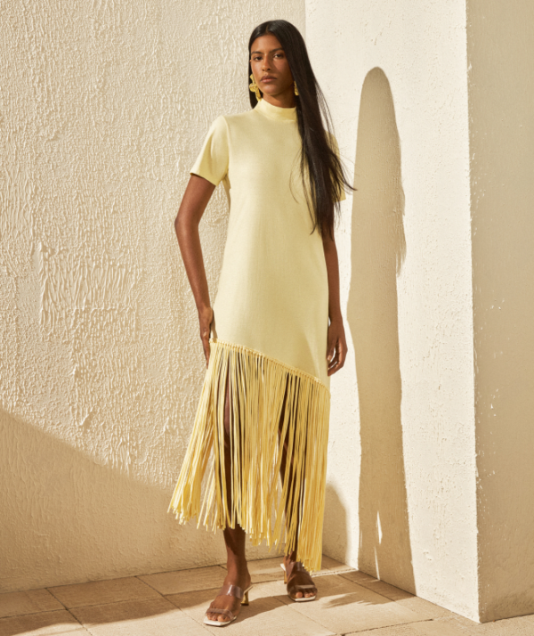Vestido Malha Franja Barra