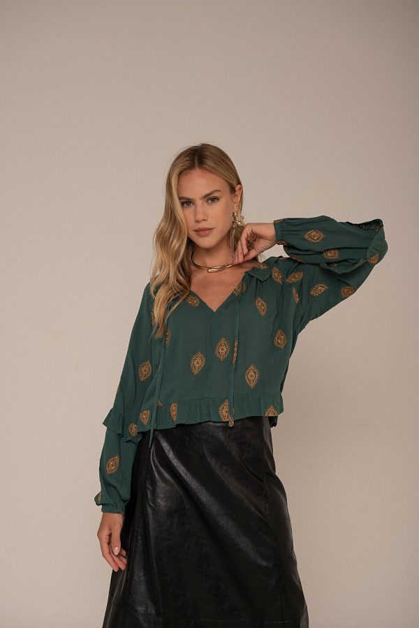 Blusa Bata Bordado Boho-Imagem 4