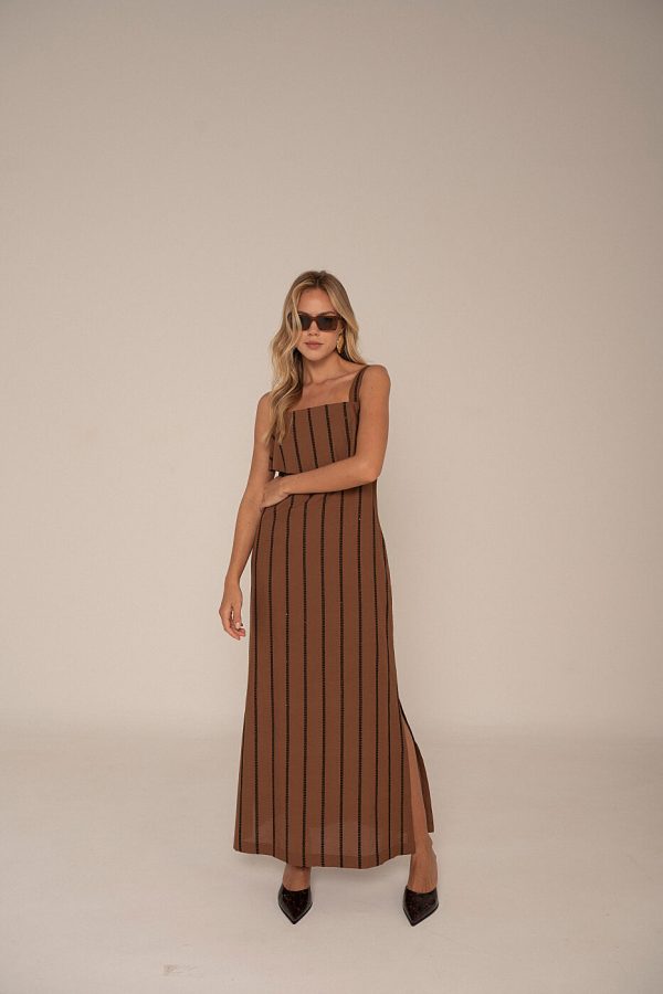 Vestido Voil Bordado Listrado