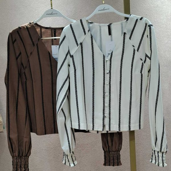 Blusa Bata Voil Bordado Listrado-Imagem 4
