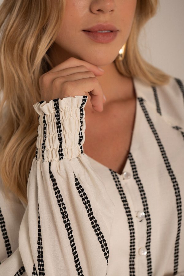 Blusa Bata Voil Bordado Listrado-Imagem 2