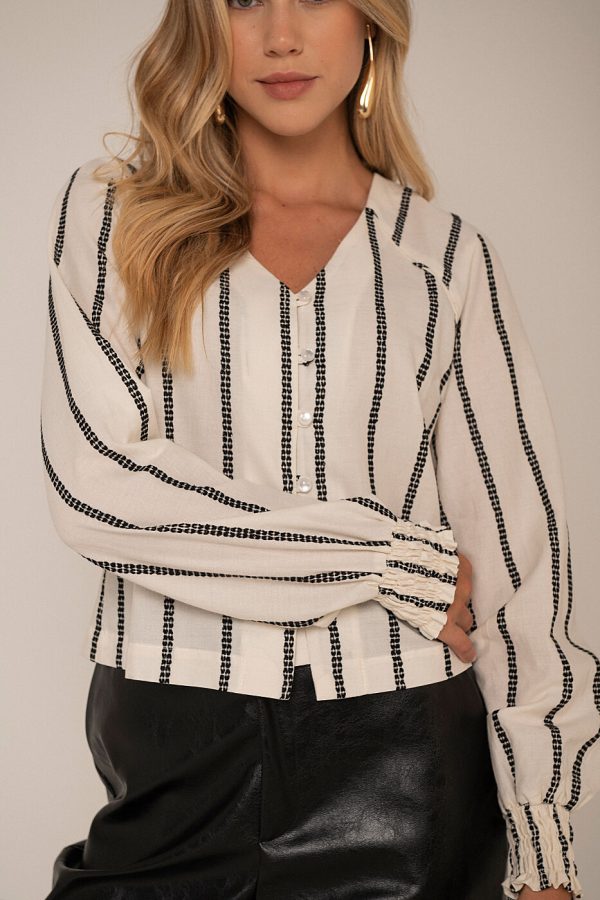 Blusa Bata Voil Bordado Listrado-Imagem 6