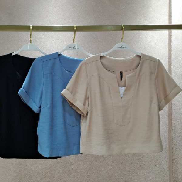Blusa Decote V Pala Manga Curta-Imagem 6