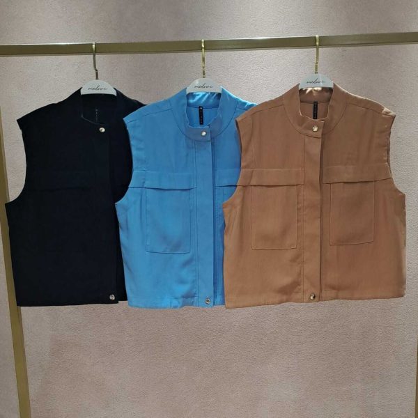 Colete Ziper Com Bolsos Frente-Imagem 2