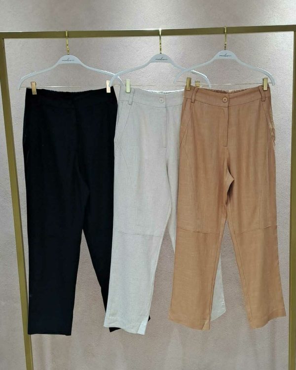 Calça Viscolinho Recortes E Bolsos-Imagem 3