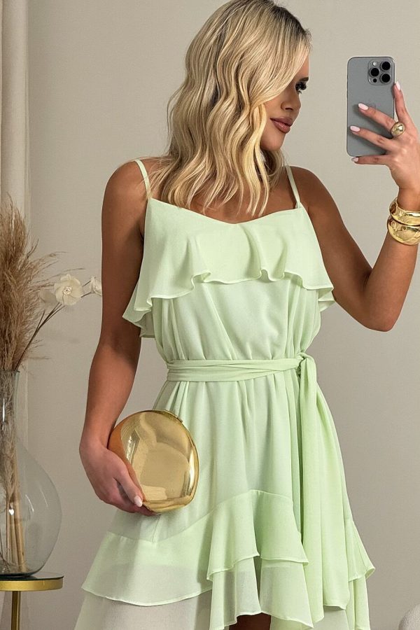 Vestido Curto Babados Crepe-Imagem 3