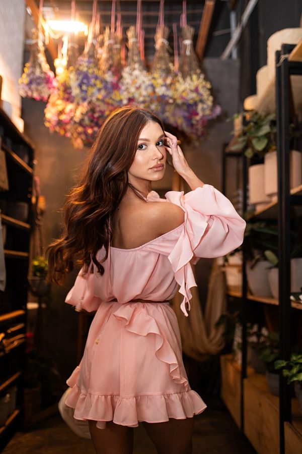 Vestido Curto Babados Crepe-Imagem 6