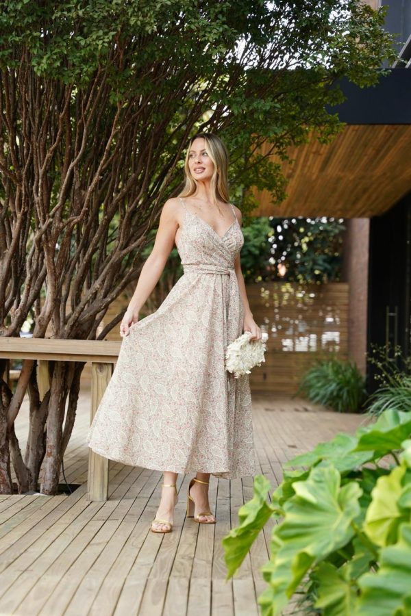 Vestido Midi Alcinha Franjas Crepe Cashmere-Imagem 2