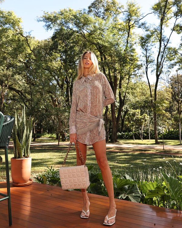 Vestido Curto Chemise Franjas Crepe Cashmere-Imagem 2