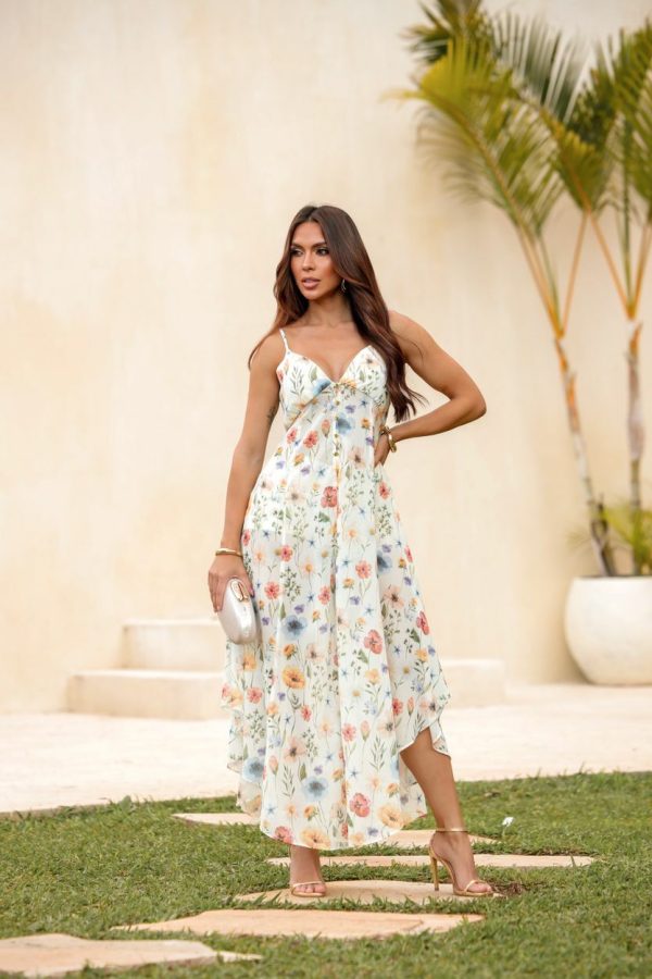 Conjunto Vestido Midi E Shorts Crepe Floral-Imagem 3