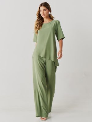 CONJ CREPE CALCA ELAST BLUSA B ASSIMETRICA
