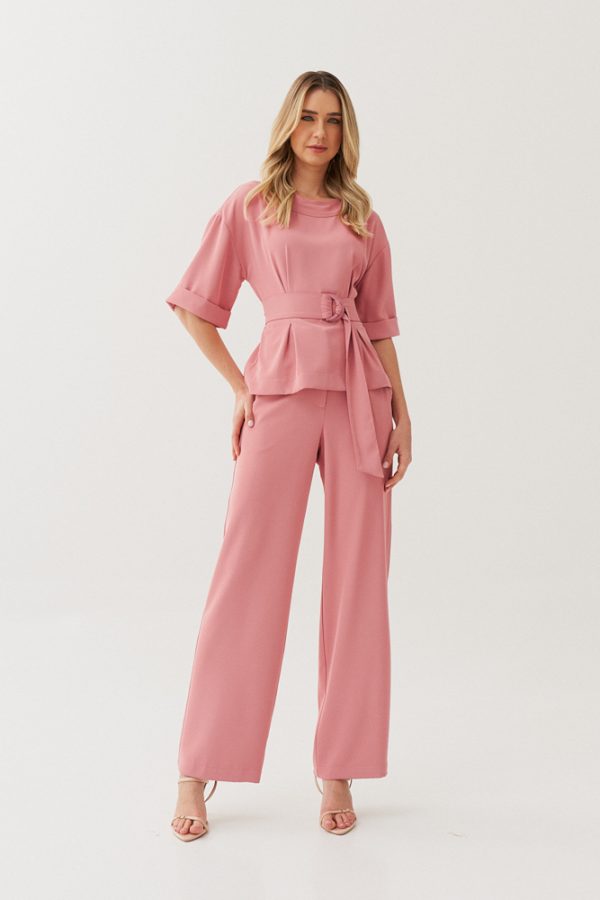 CONJ ALF CREPE CALCA PANT BLUSA MG DOBRADA