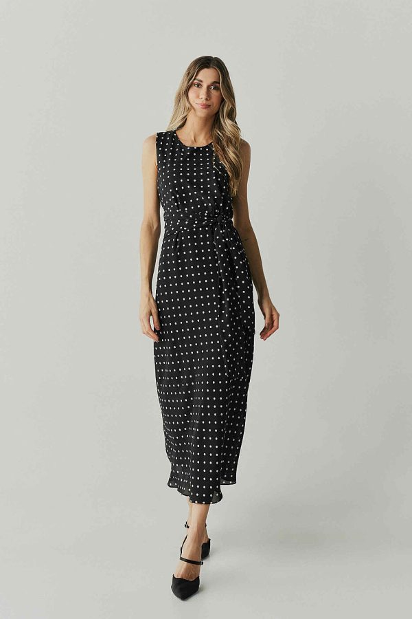 Vestido Longo Est Poa Faixa Cintura-Imagem 2