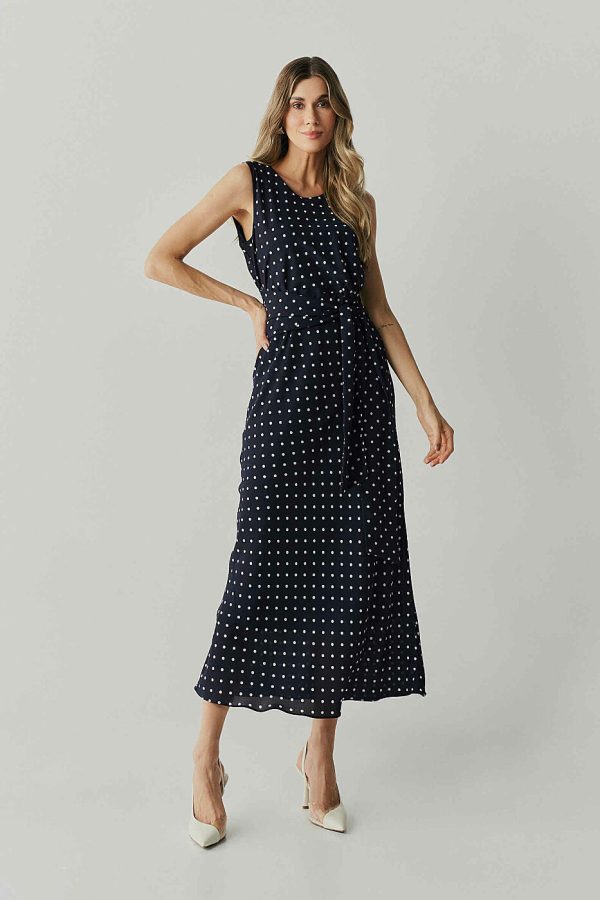 Vestido Longo Est Poa Faixa Cintura-Imagem 6