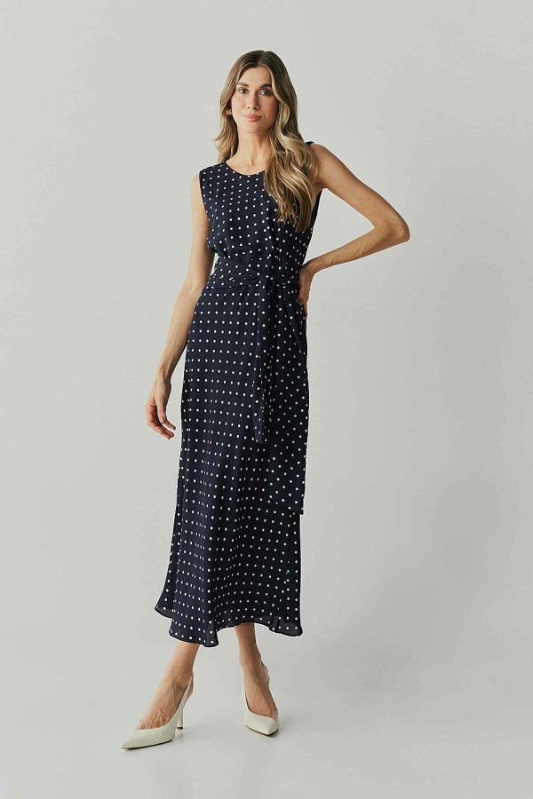 Vestido Longo Est Poa Faixa Cintura-Imagem 8