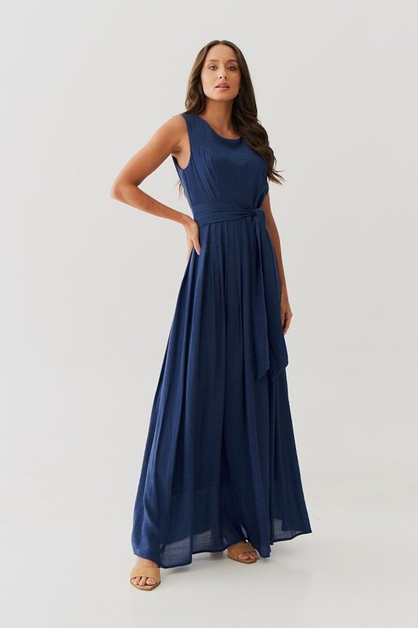 Vestido Longo Crepe Pregas Cintura-Imagem 2