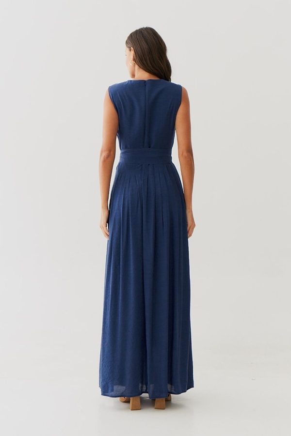Vestido Longo Crepe Pregas Cintura-Imagem 3