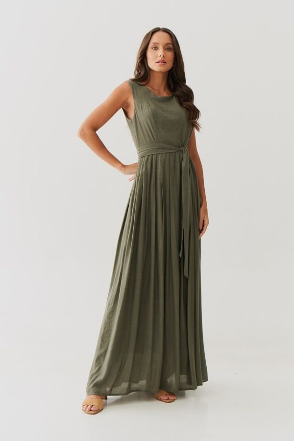 Vestido Longo Crepe Pregas Cintura-Imagem 4