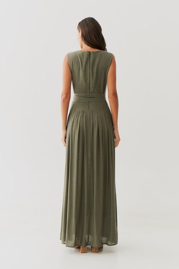 Vestido Longo Crepe Pregas Cintura-Imagem 6
