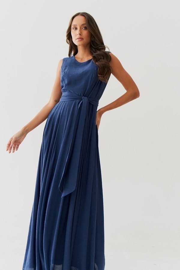 Vestido Longo Crepe Pregas Cintura-Imagem 8