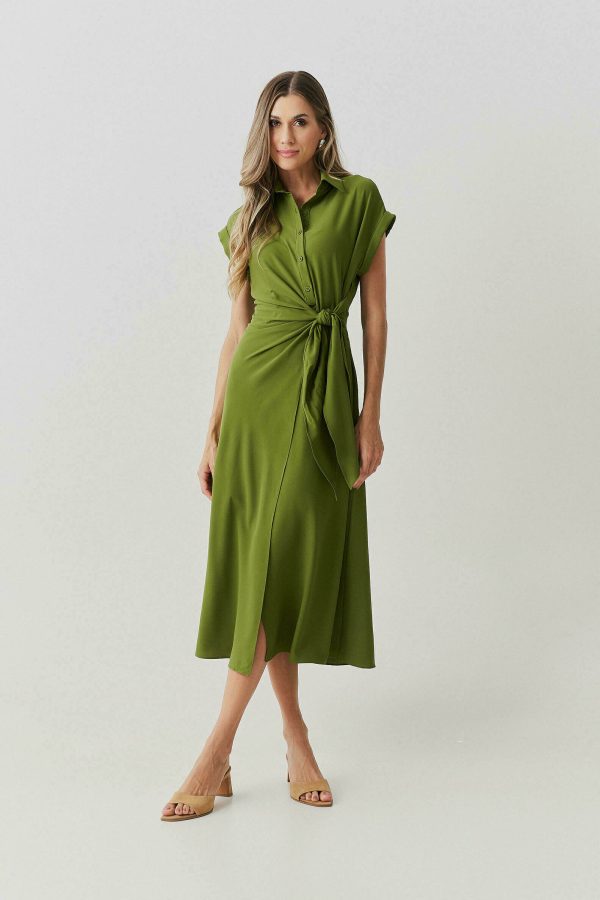 Vestido Crepe Amarracao Lateral