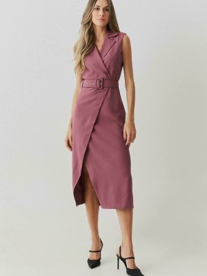 Vestido Alf Viscose Transp Gola Dupla Cinto