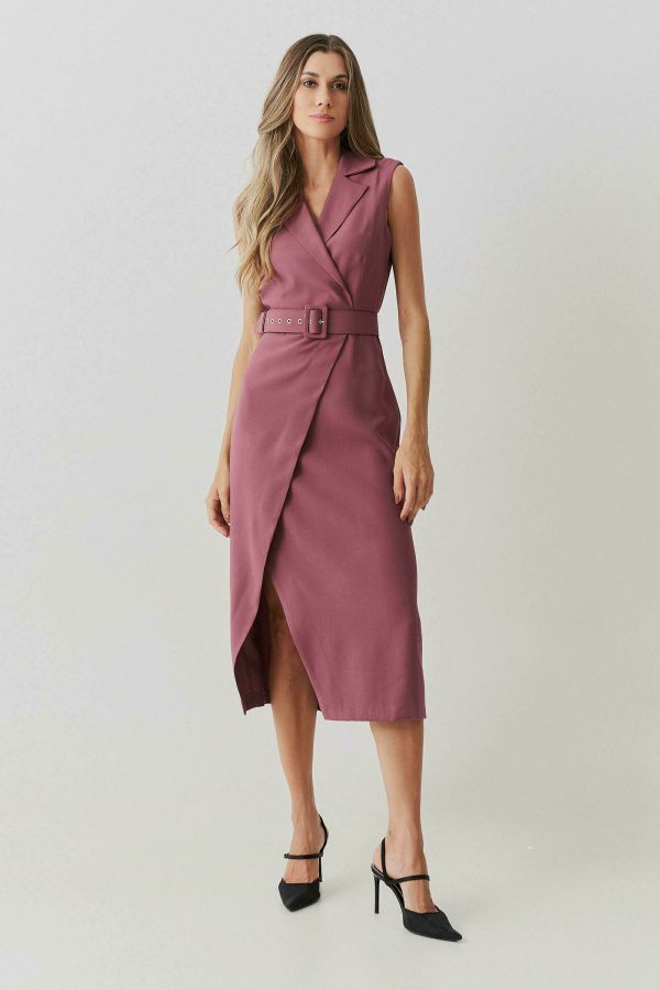 Vestido Alf Viscose Transp Gola Dupla Cinto