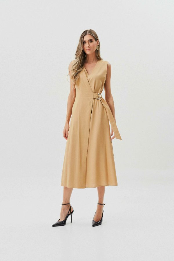 Vestido Midi Linho Dec V Transpassado-Imagem 2