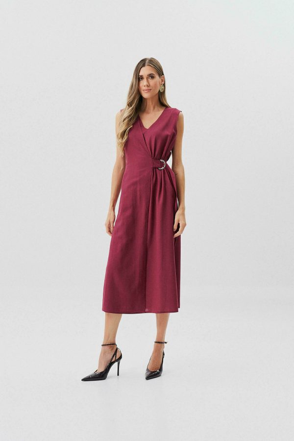 Vestido Midi Linho Dec V Transpassado-Imagem 4