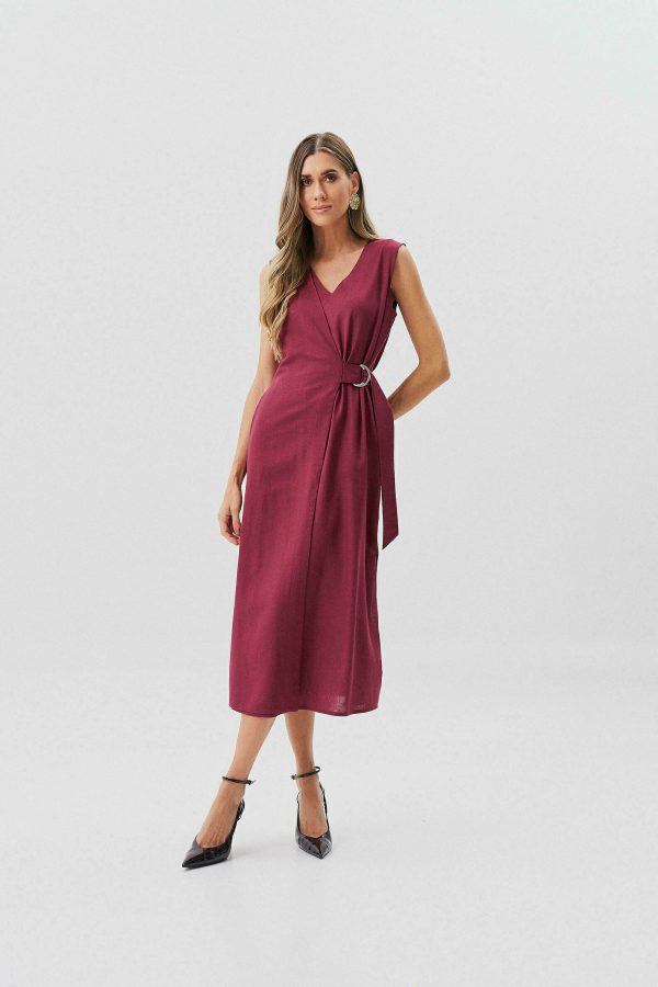 Vestido Midi Linho Dec V Transpassado-Imagem 8