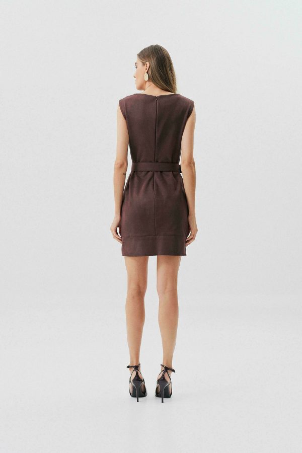 Vestido Suede Curto Recorte Frente-Imagem 5