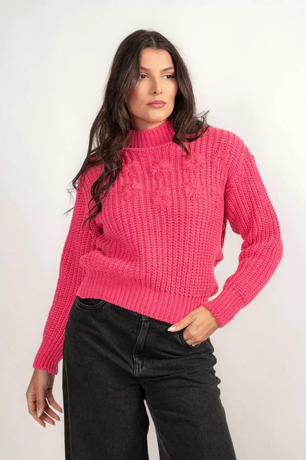 Blusa Tricot Com Detalhe Flores