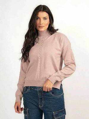 Blusa Tricot Trançado Gola Alta