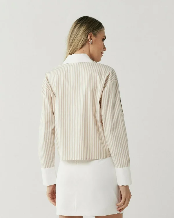 Camisa Tricoline Listra Detalhe Liso-Imagem 2