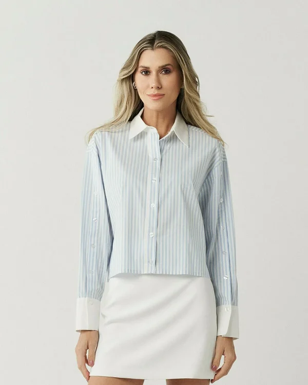 Camisa Tricoline Listra Detalhe Liso-Imagem 4