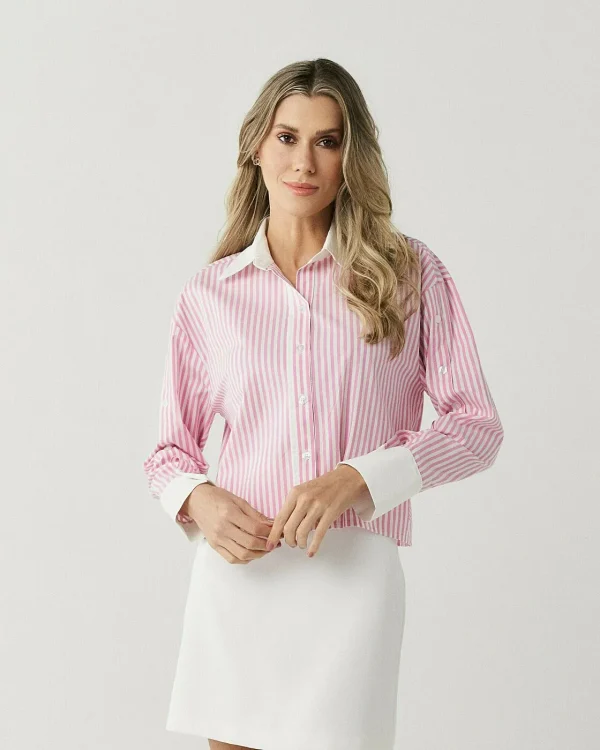 Camisa Tricoline Listra Detalhe Liso-Imagem 5