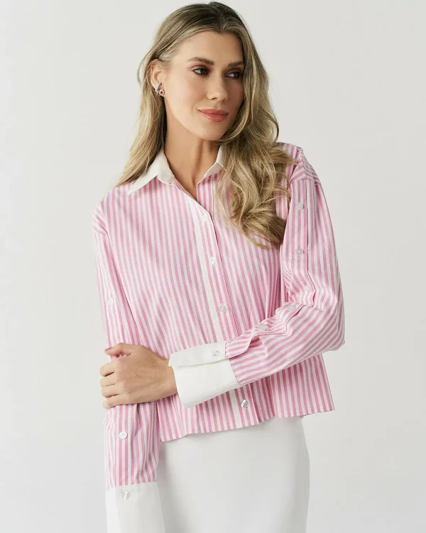 Camisa Tricoline Listra Detalhe Liso-Imagem 15
