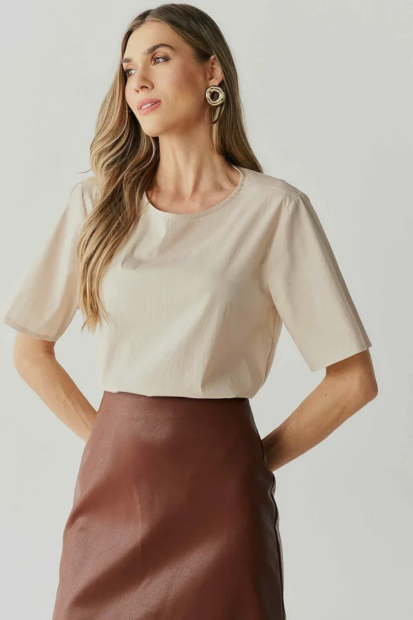 Blusa Tricoline Mg Curta Basica-Imagem 9