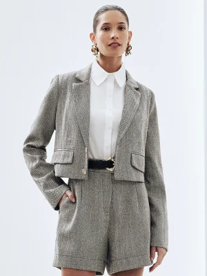 Blazer Cropped Alf Espinha De Peixe