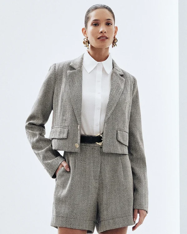 Blazer Cropped Alf Espinha De Peixe