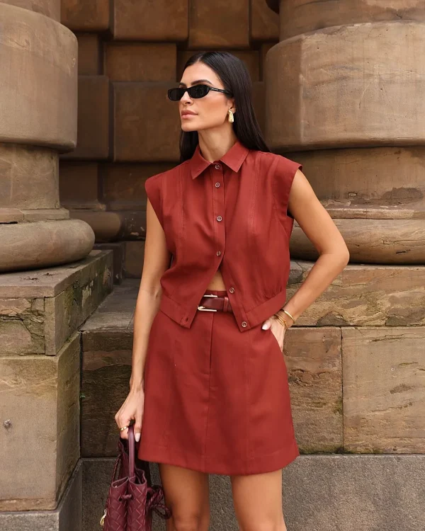Camisa Cropped Twill C/Recort-Imagem 3