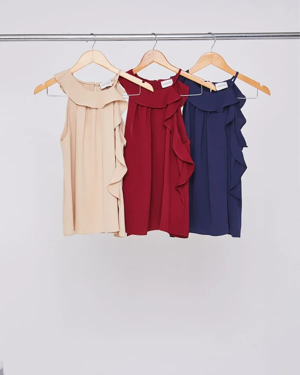 Blusa Crepe Grosso Assimetrica Com Babados-Imagem 2