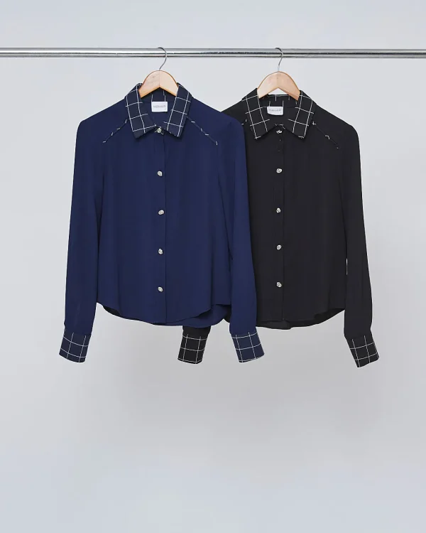 Camisa Crepe Grosso Det Linho Xadrez-Imagem 3