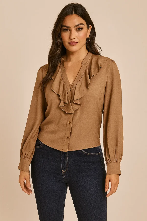 Camisa Linho C/Babado