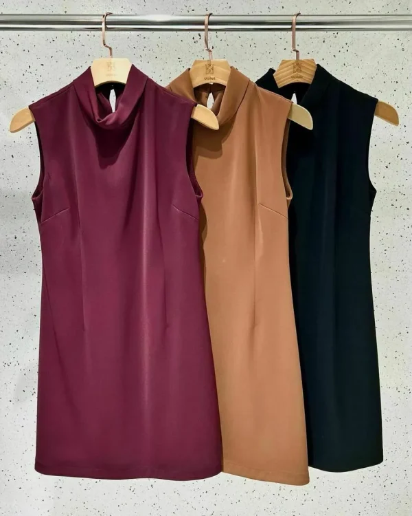Vestido Crepe Midi C/ Gola-Imagem 4