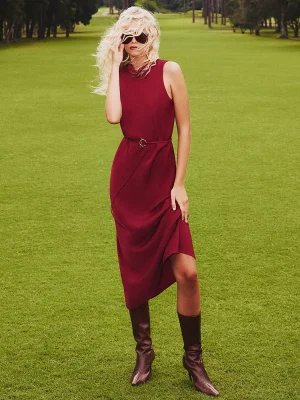 Vestido Crepe Midi C/Gole