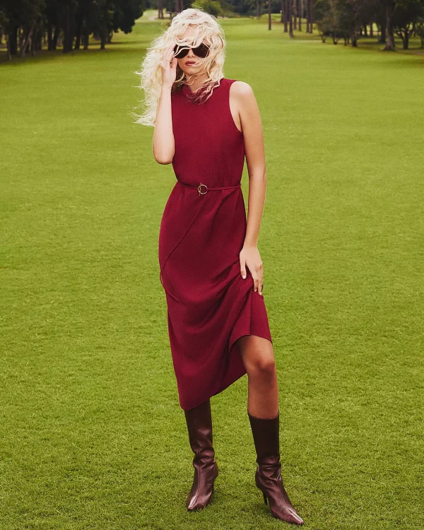 Vestido Crepe Midi C/Gole