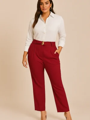 Calca Reta Twill C/Faixa